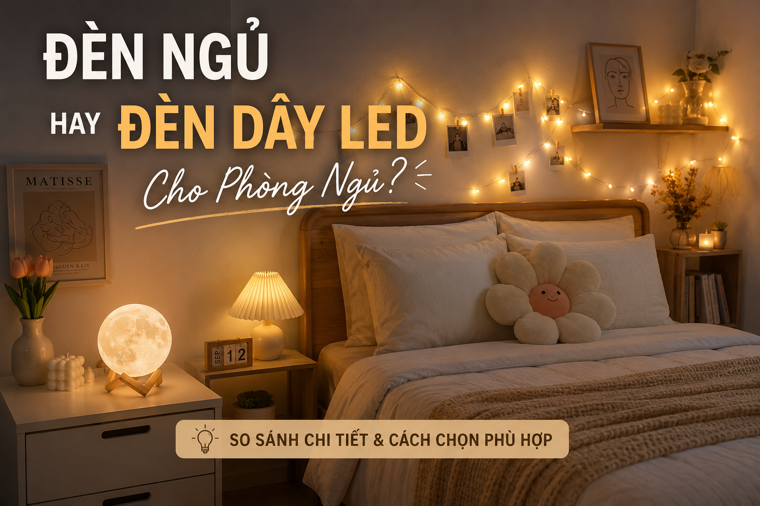 Đèn Ngủ Hay Đèn Dây LED Cho Phòng Ngủ?